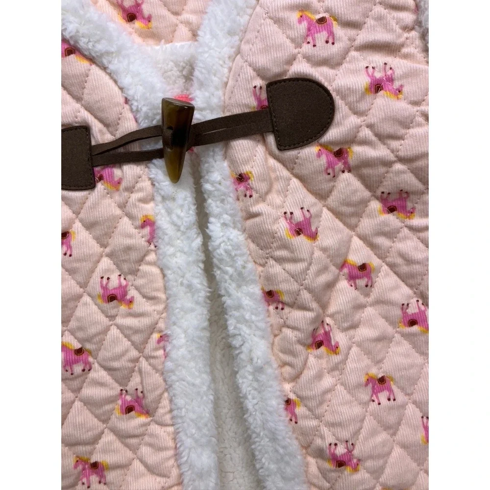 Matilda Jane Quilted Vest Kids 6 Pink New Reversible Horse Print‎ Toggle Sherpa